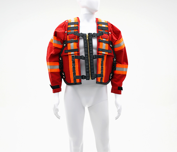 crane operator orange & red vest