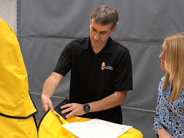 LJ staff members testing a product