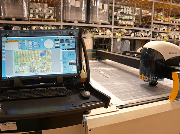 industrial machines cutting fabric